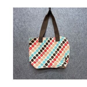 Roxy Small Canvas Tote Bag Polka Dot Multi-Color Cotton Handbag Y2K